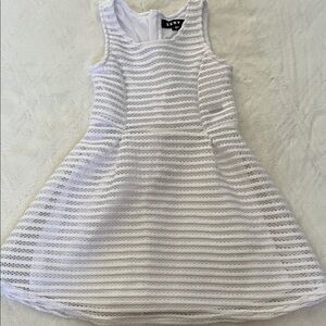 DKNY White Lace Striped Fit-and-Flare Girls' Dress